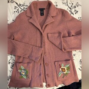 Vintage Anthropologie Cardigan with delicate detail floral embroidery